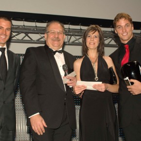 MC Colin Moss, MD of Execujet Ettore Poggi, Michelle Wilkenson and Mike Eilertsen, Jets and Jewels event 2009